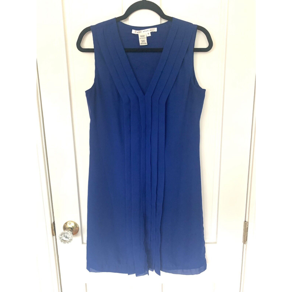 Max Studio Pleated Royal Blue Dress, Small